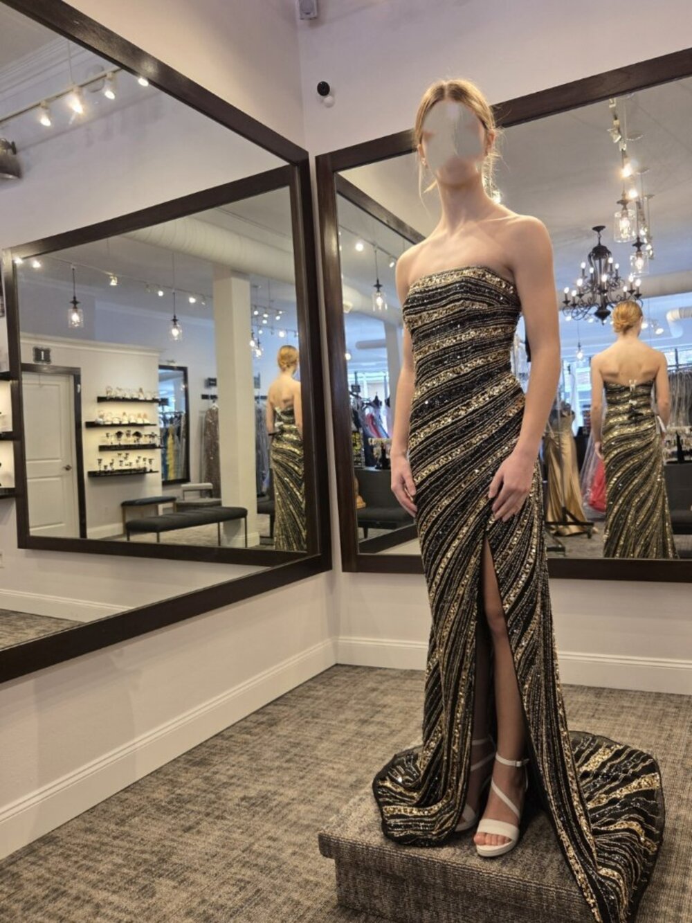 AMARRA 89112 Black/Gold Beaded Pageant Gown – Size 2 – Like New – $425 OBO